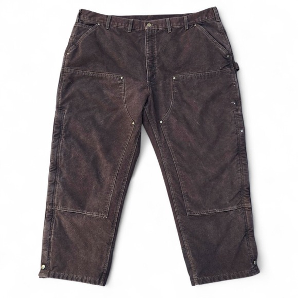 Carhartt B136 DKB Loose Fit Duck Double-Front Dungaree Quilted Lined Brown 48x30 - Picture 3 of 10